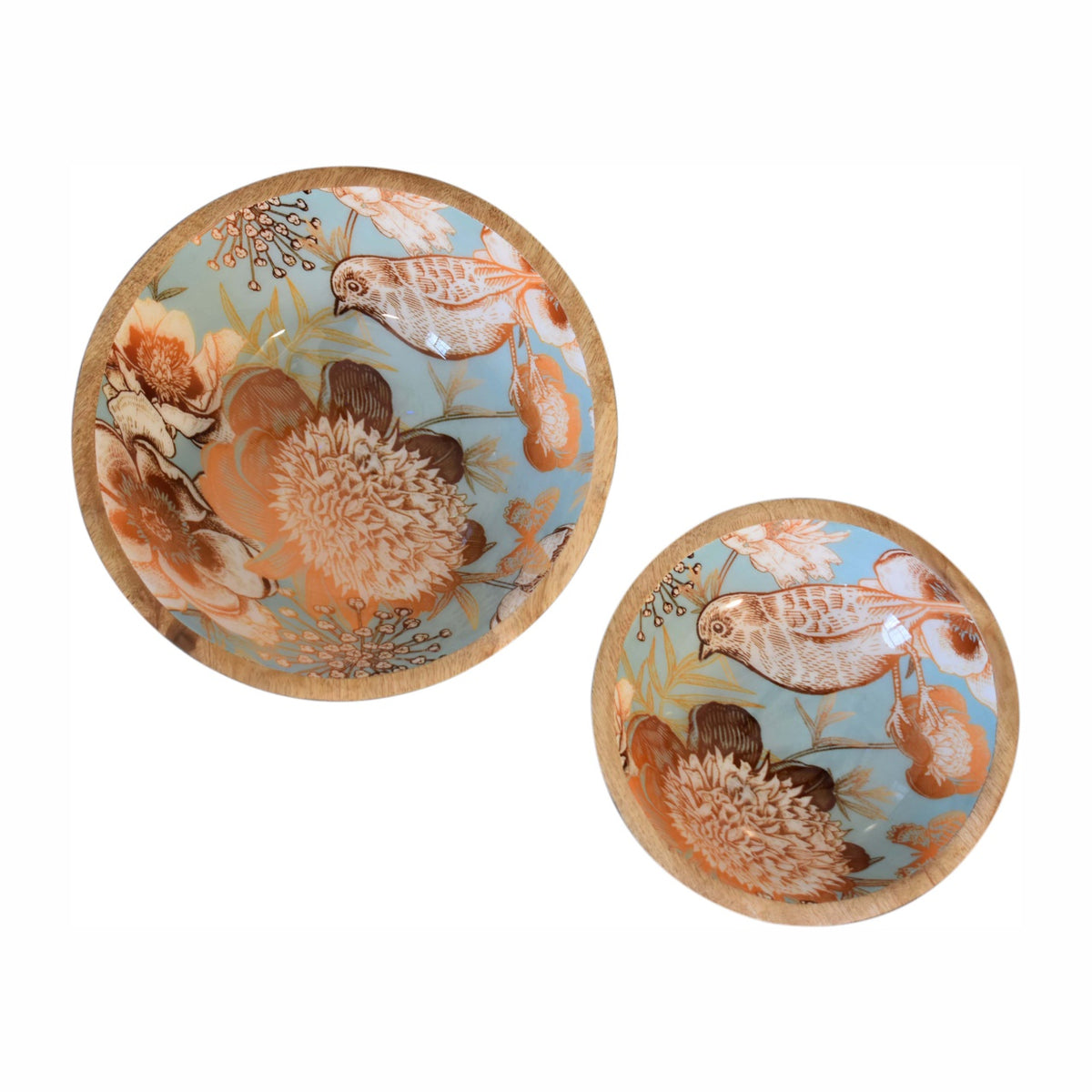 Floral Bird Bowl Set of 2