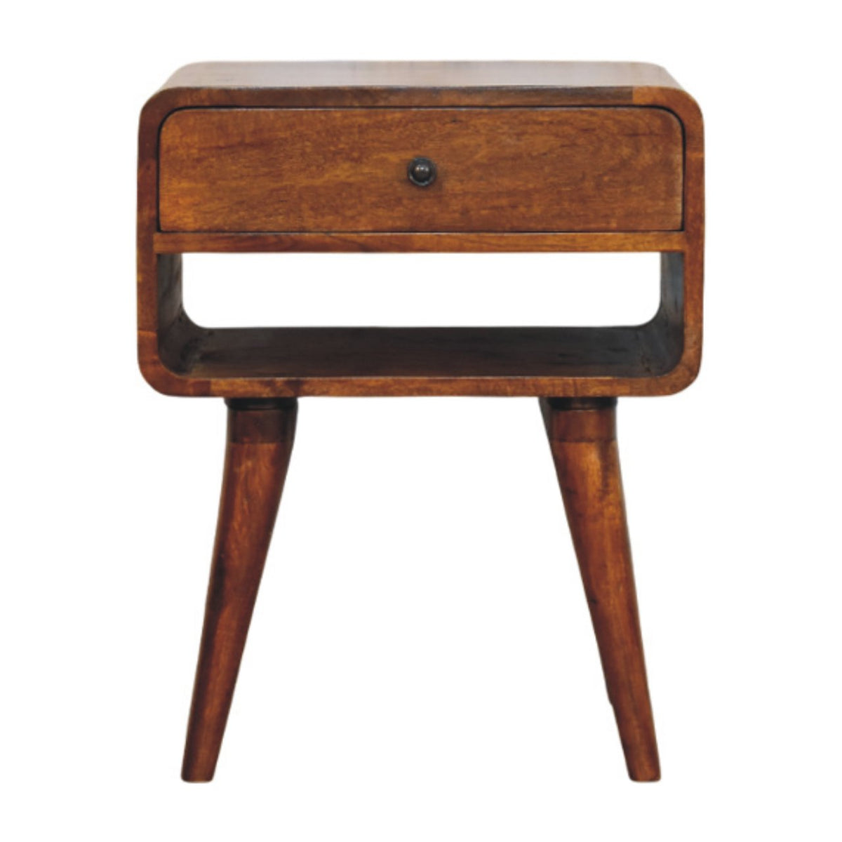 Avora Chestnut Nightstand with Drawer and open slot
